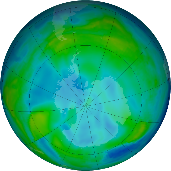 Antarctic ozone map for 01 July 1997